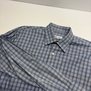 Peter Millar Navy and White Checkered Shirt